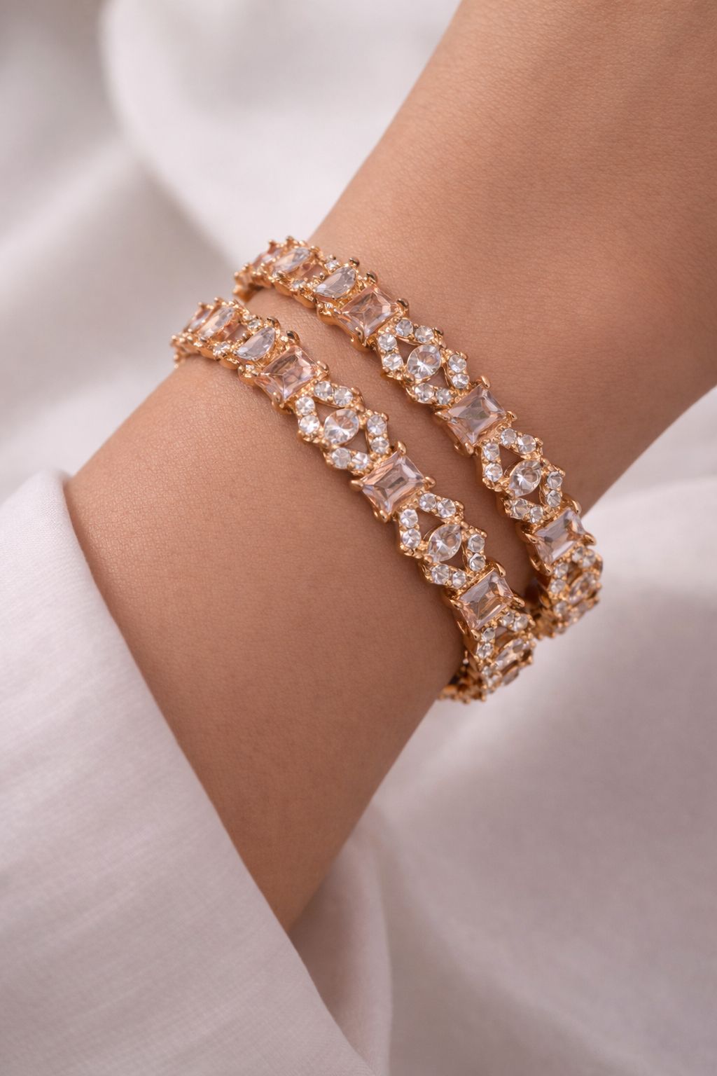 Silver Crystal Kara Set