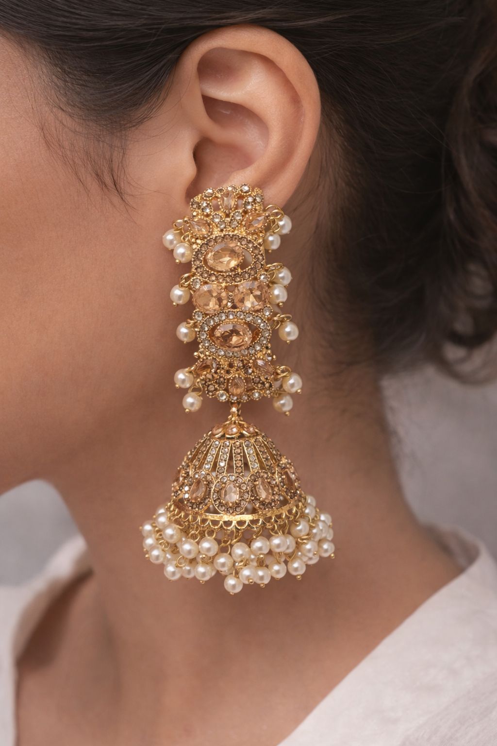 Champagne Gold Jhumka Earrings