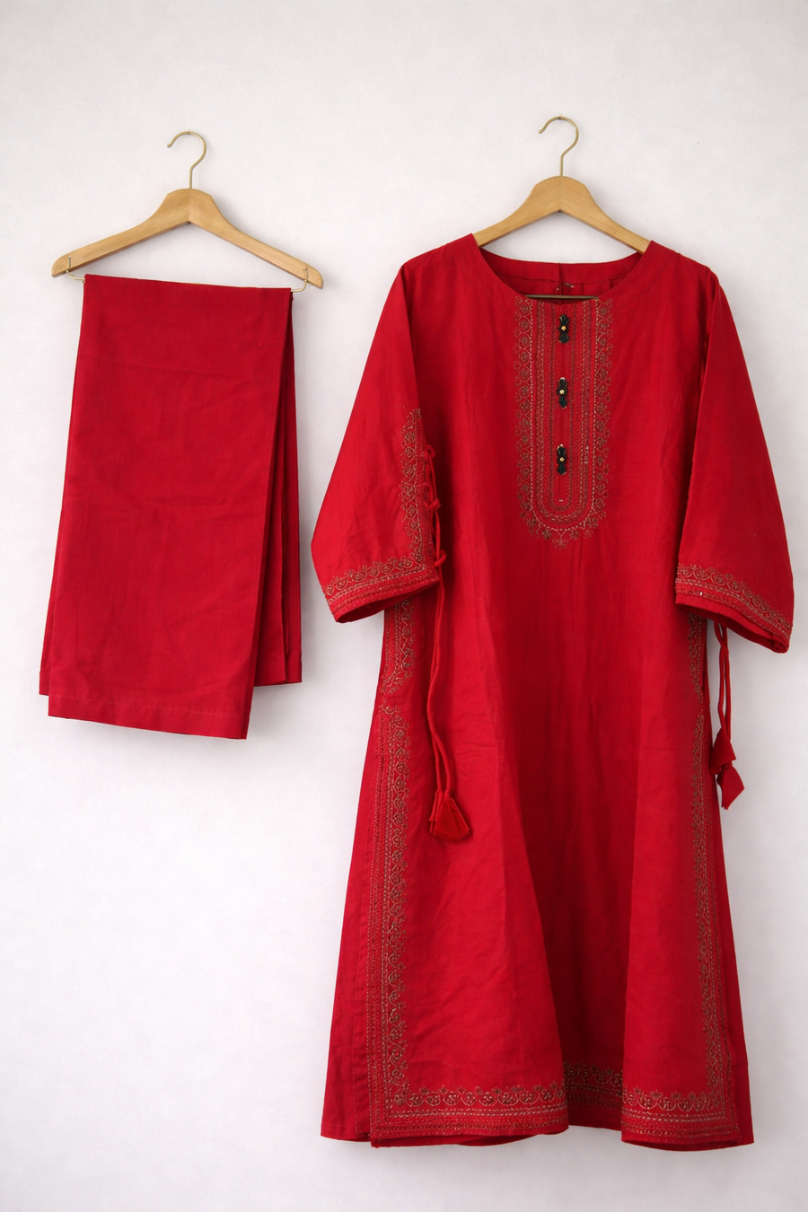 2 Piece Red Embroidered Lawn Suit