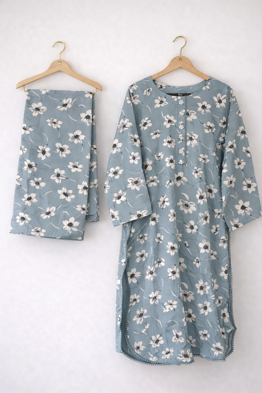 2 Piece Grey Floral Printed Lawn Suit