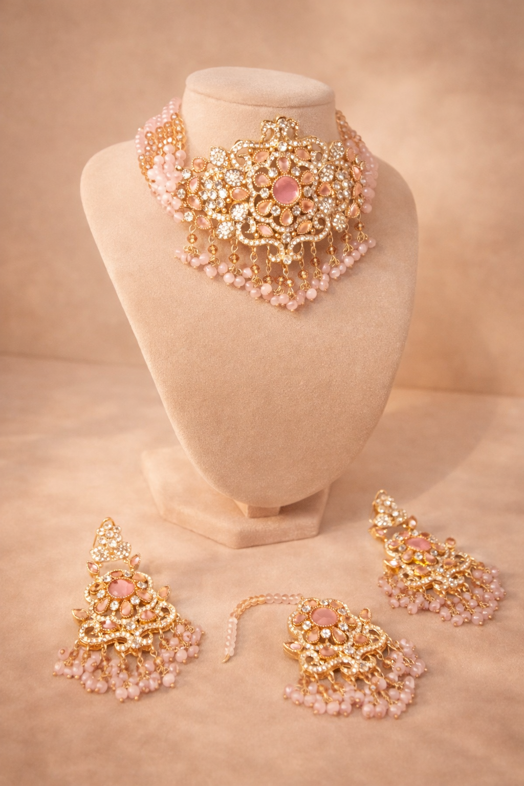 Blush Pink Kundan Choker Set