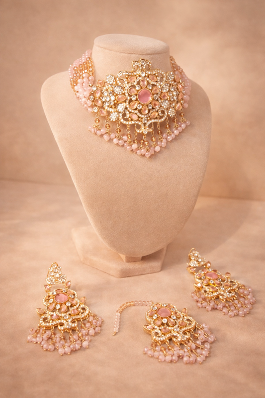 Blush Pink Kundan Choker Set