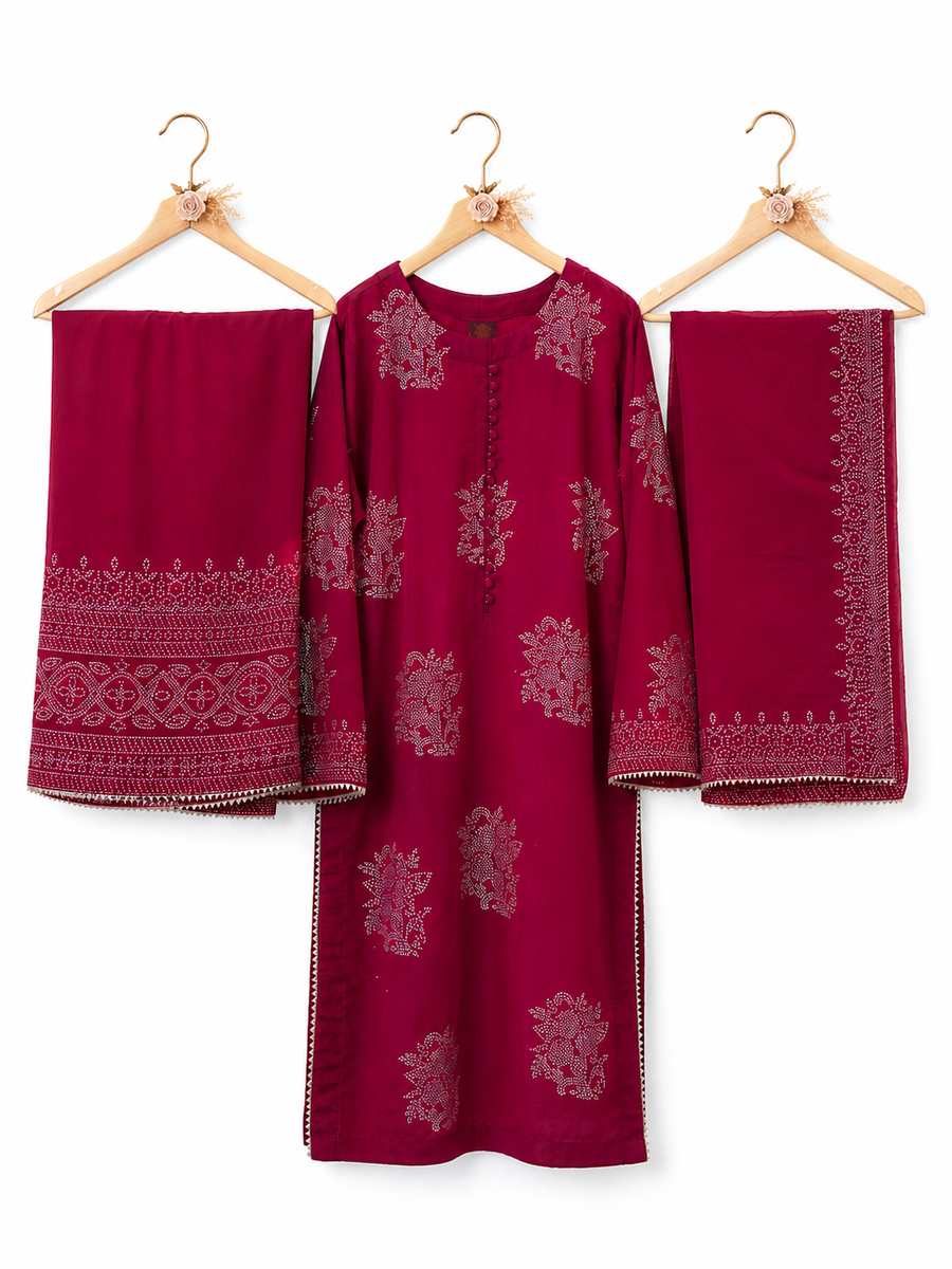 Ruby Royale Silk Palazzo Set